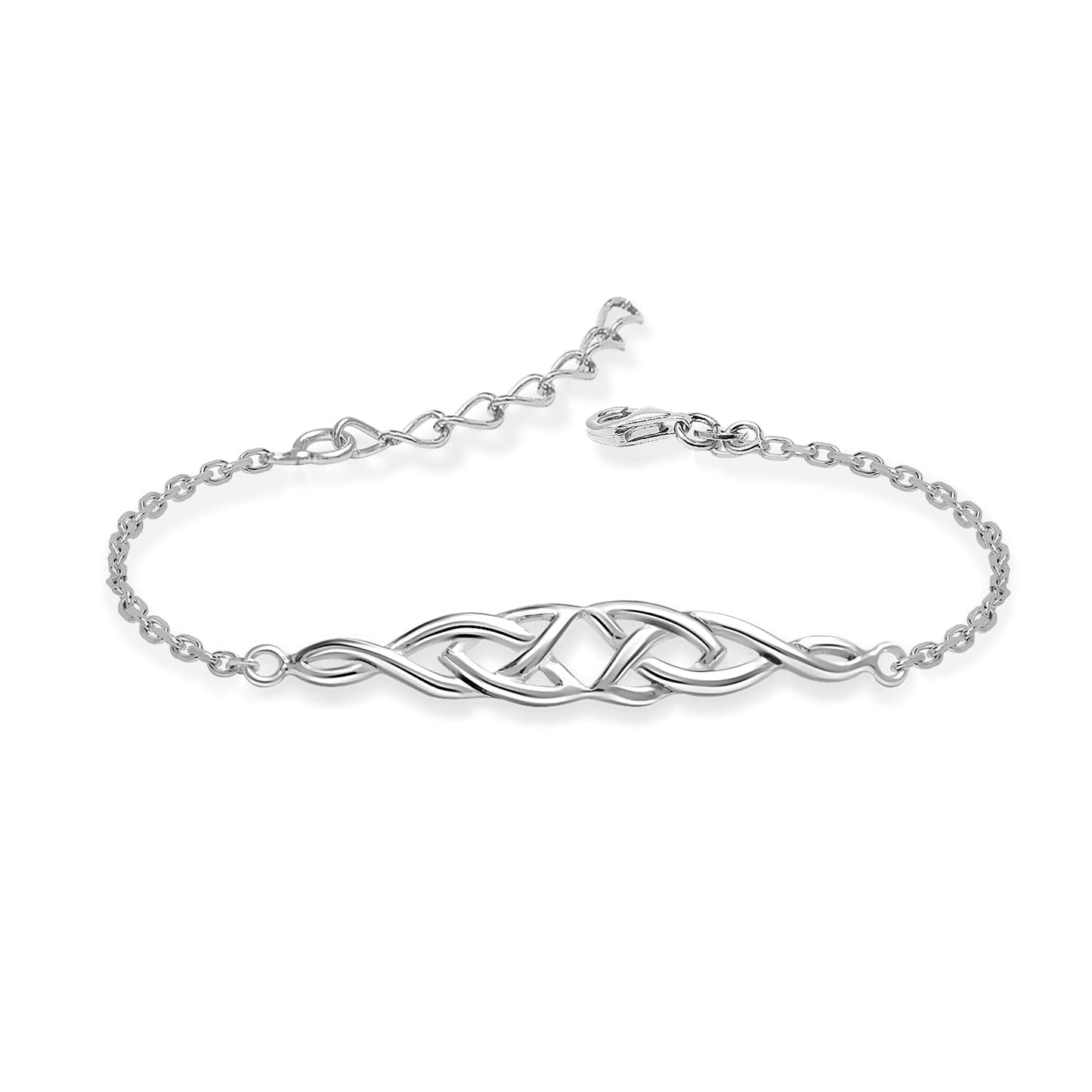 925 Sterling Silver Trinity Celtic Knot Chain Bracelet for Women
